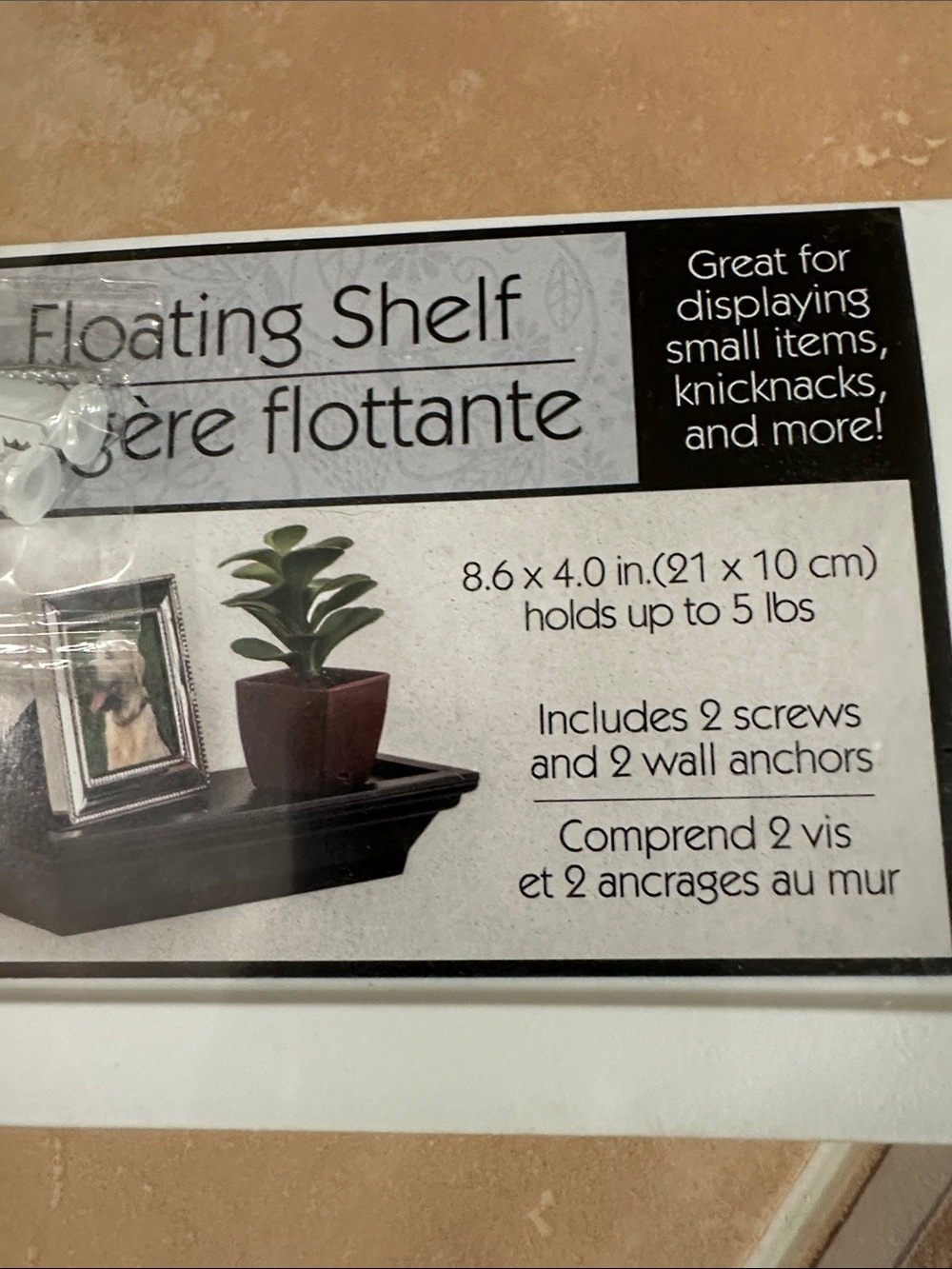 Black Floating Wall Shelf for Small Displays